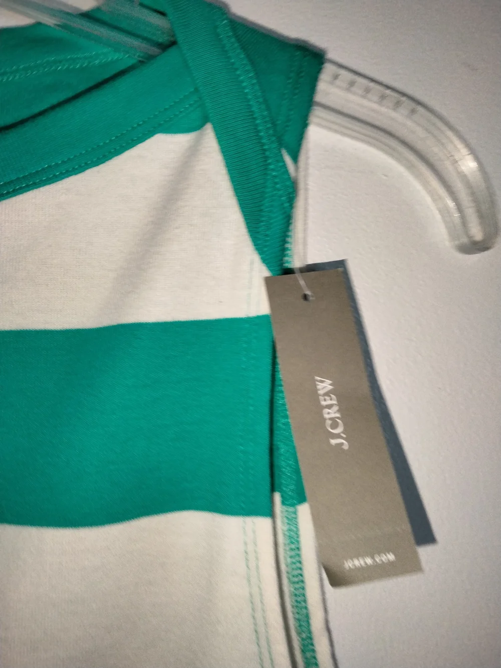 J. Crew (Sz L) Green & Cream Striped Cotton Sleeveless Perfect Fit Top (NEW-NWT)